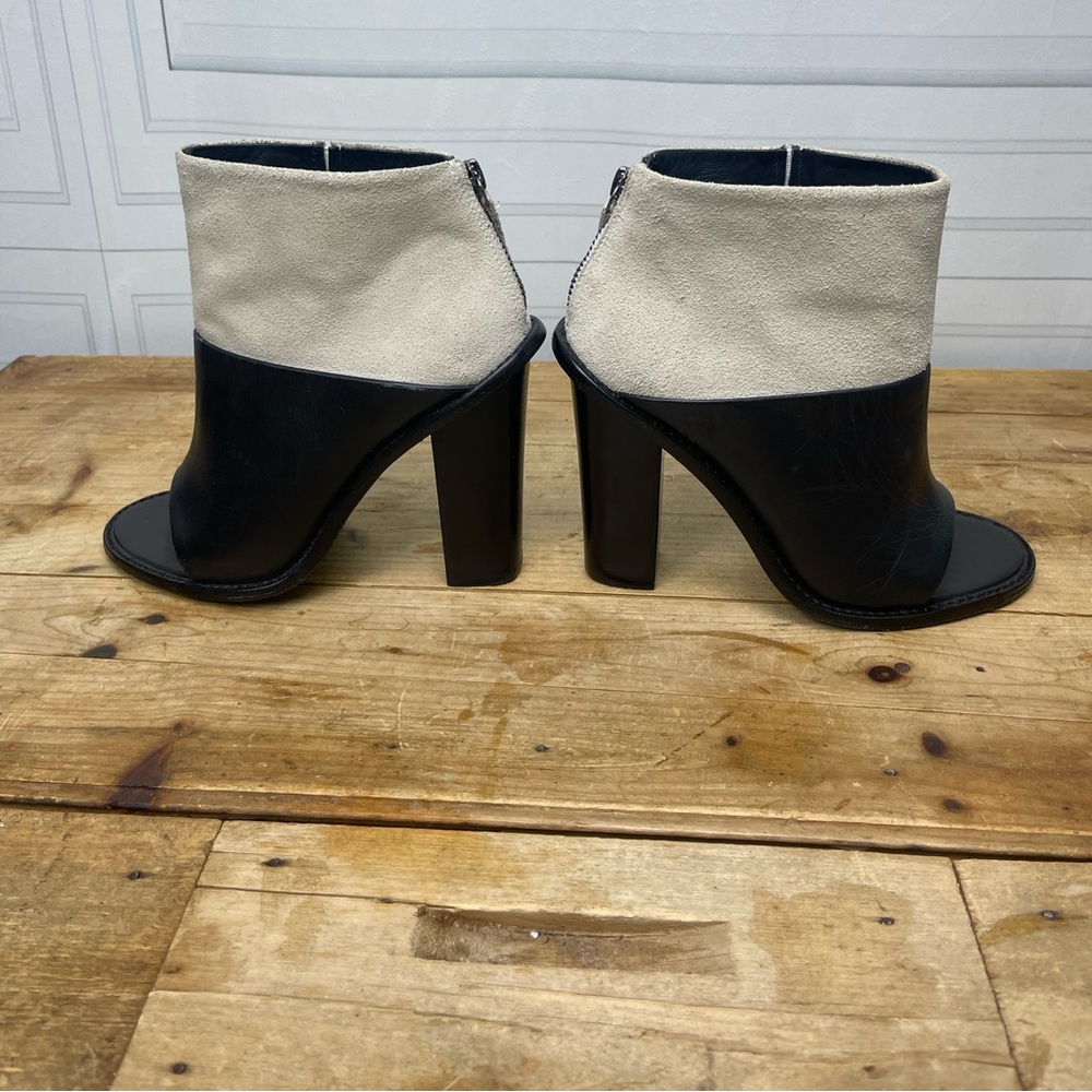 Tibi Black and Cream Two-Tone Open-Toe Ankle Booties - Picture 15 of 15